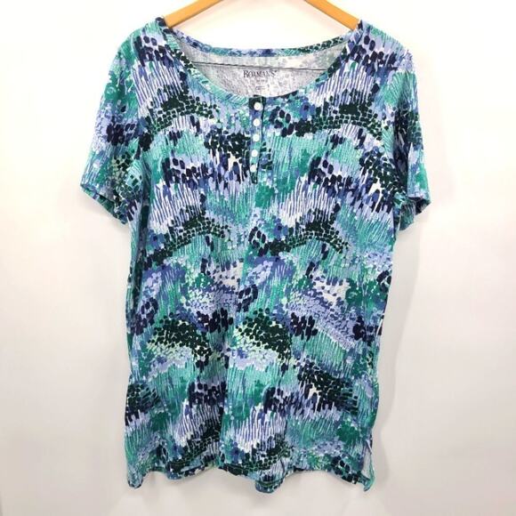 Roaman's Other - Roaman's Blue and Green Pajama Tunic. Size 18/20